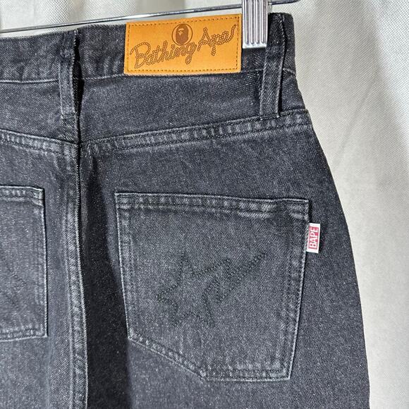 Bape Crystal Stone Shark High Waist Ankle Cropped Jeans Black Size XS - Picture 6 of 15